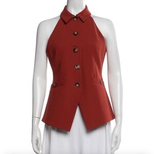 ISO Veronica Beard Rust Halter Button-Front Vest size 2 or 4